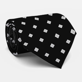 Gravata Padrão de bolinhas de diamante preto cinza branco