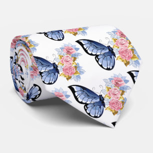Gravata Padrão de borboleta Dourada cor-de-rosa azul