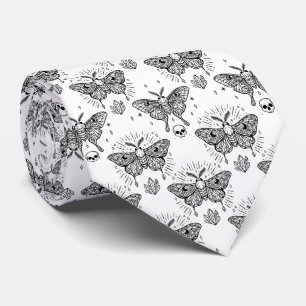 Gravata Padrão de Borboleta Mariposa Preto e Branco