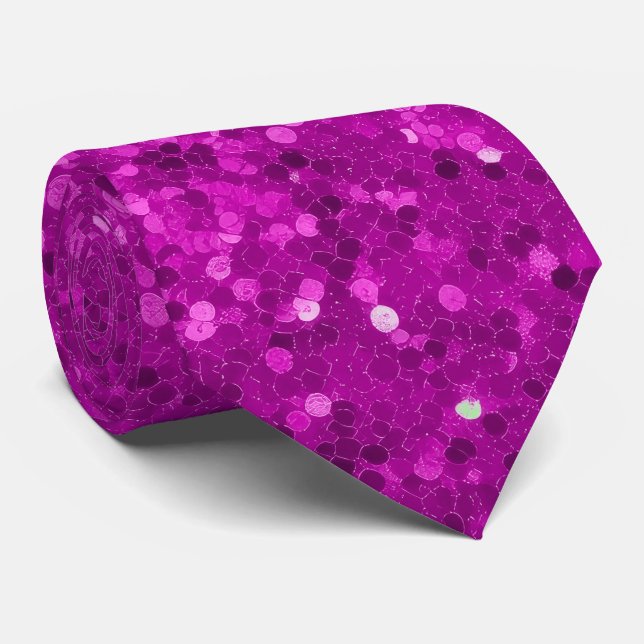 Gravata Padrão de Brilho Falso Rosa Profundo Glam (Rolled)