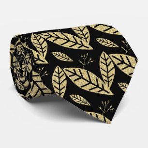 Gravata Padrão de brilho preto e Dourado