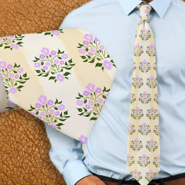 Gravata Padrão de Buquê de Astor Lavanda Floral Pintado à