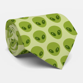 Gravata Padrão de Cabeças de Alienígena Verde