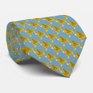 Gravata Padrão de Cachorro Azul e Dourado Elegante