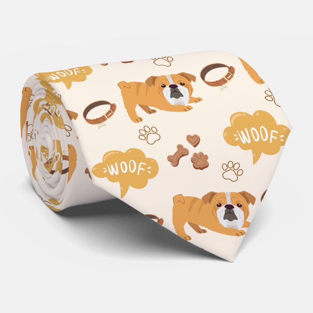 Gravata Padrão de Cachorro Bonito e Divertido (Bulldog) (Rolled)