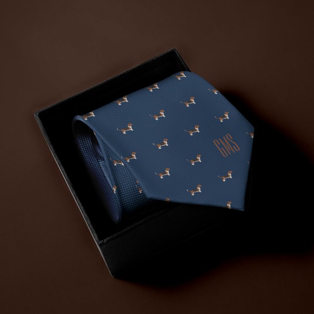 Gravata Padrão De Cães De Beagle Monograma (Criador carregado)