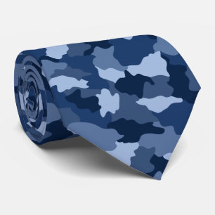 Gravata Padrão de Camuflagem Azul Monograma Inicial