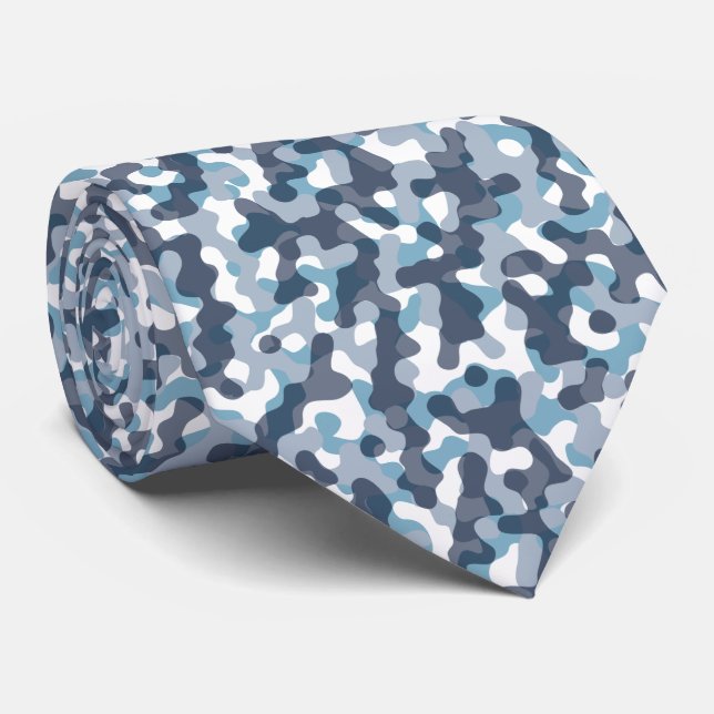 Gravata Padrão de camuflagem Camo azul em tons de azul-mar (Rolled)