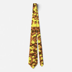 Gravata Padrão de Camuflagem do Deserto Castanho e Amarelo