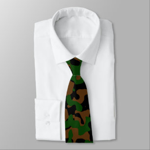 Gravata Padrão de Camuflagem em Verde Escuro, Marrom, Pret