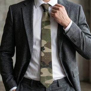 Gravata Padrão de Camuflagem Militar Retro