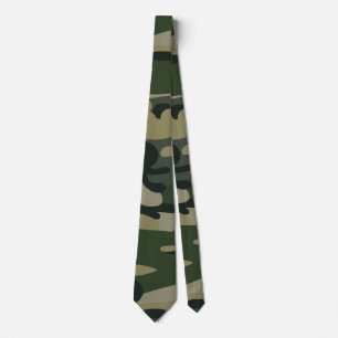 Gravata Padrão de Camuflagem Militar Verde