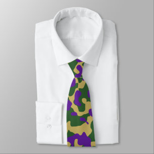 Gravata Padrão de Camuflagem Roxo, Verde e Amarelo