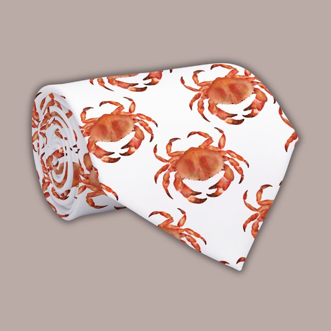 Gravata Padrão de caranguejo costeiro (Brown crab coastal crustacean neck tie)