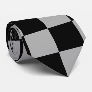 Gravata Padrão de Checkboard de Verificação de Cinza Preto