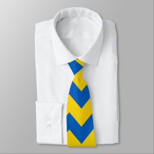 Gravata Padrão de Chevron Azul Amarelo  