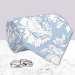 Gravata Padrão de Chinoiserie Azul e Branco