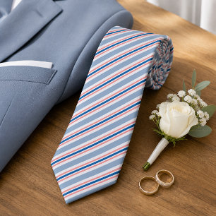 Gravata Padrão de Cinza Azul Clássico Blush Pink Stripes