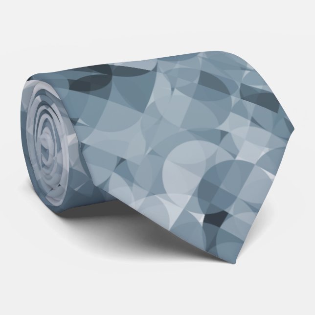 Gravata Padrão de Círculos Azuis de Cinzas Clássicas (Rolled)