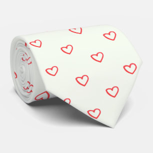 Gravata Padrão de Coração Vermelho, Fofo, Amor