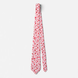 Gravata Padrão de Corações de Confetti Vermelho