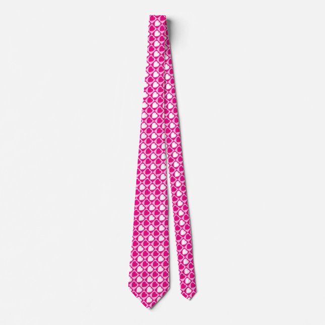 Gravata Padrão de corações rosa (Frente)