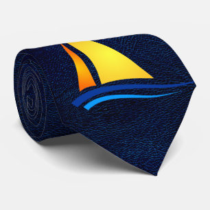 Gravata Padrão de couro Marinho náutico com junção de vele