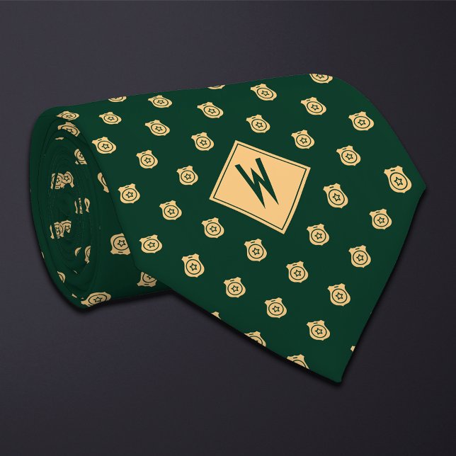 Gravata Padrão de Crachá de Polícia Verde (Criador carregado)
