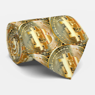 Gravata Padrão de criptomoeda Bitcoin dourado Poder 
