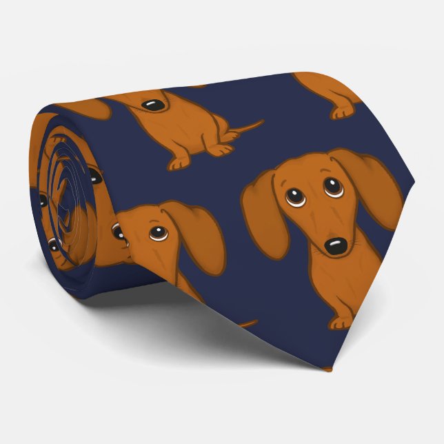 Gravata Padrão de Dachshances Bonitos| Wiener Dog Lover (Rolled)