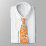 Gravata Padrão de Damascos Florais Branco e Laranja<br><div class="desc">Damascos florais elegantes de vintage branco sobre cor de fundo laranja alterável.</div>