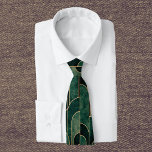 Gravata Padrão de Deco de Arte Dourada e Verde Luxuoso<br><div class="desc">Padrão de Deco de Arte Dourada e Verde Luxuoso</div>