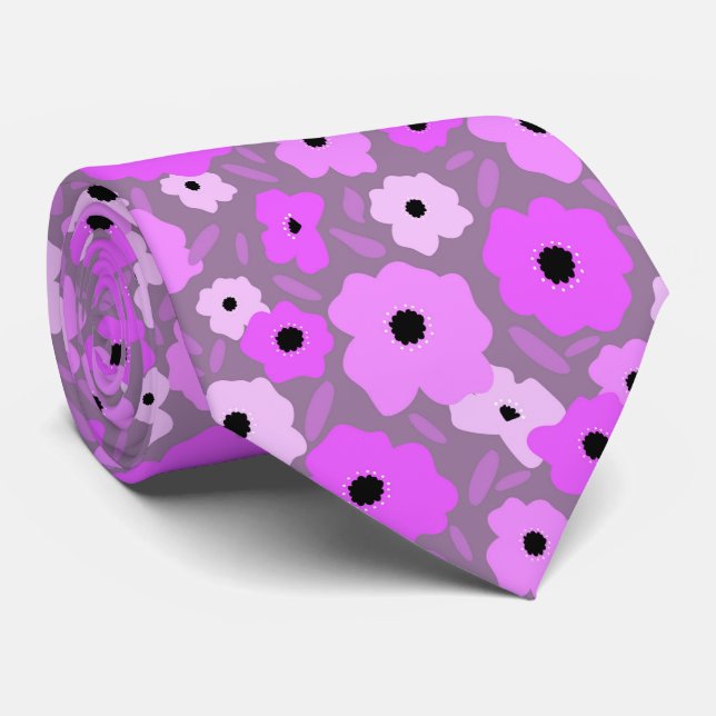 Gravata Padrão de desenho estilo simples escandinavo roxo (Rolled)