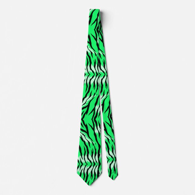 Gravata Padrão de design de pele de tigre verde  (Frente)