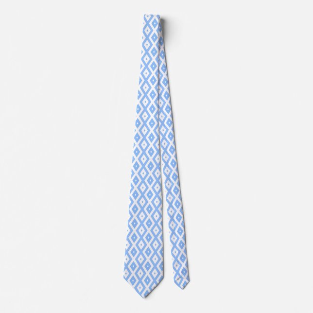 Gravata Padrão de diamante azul e branco (Frente)