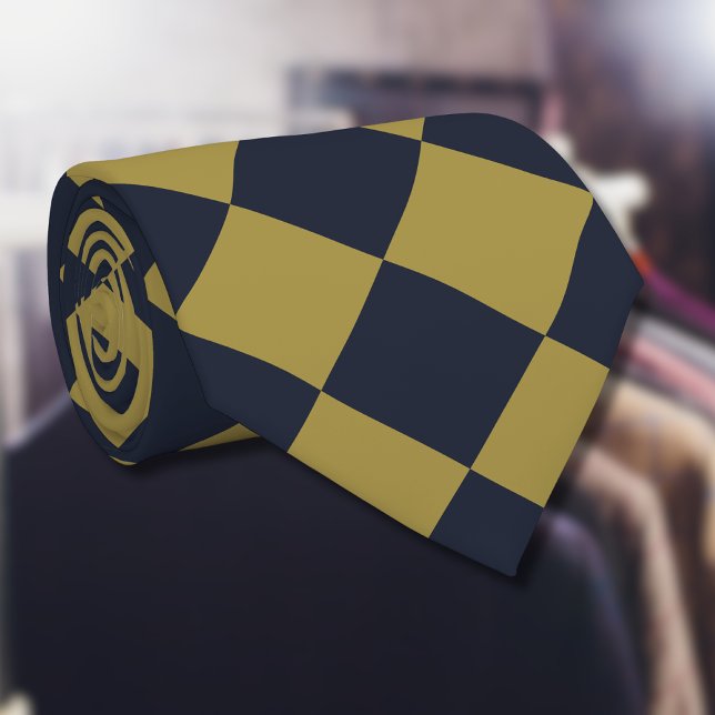 Gravata Padrão de Diamante Azul Elegante Dourado e Marinho (Criador carregado)