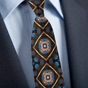 Gravata Padrão de Diamante Azul Preto Bronze