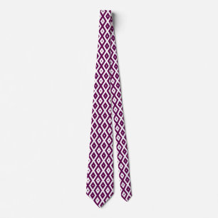 Gravata Padrão de diamante branco e roxo de ameixa
