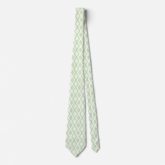 Gravata Padrão de diamante branco e verde claro (Frente)