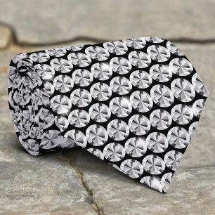 Gravata Padrão de Diamante Brilhante Preto e Branco