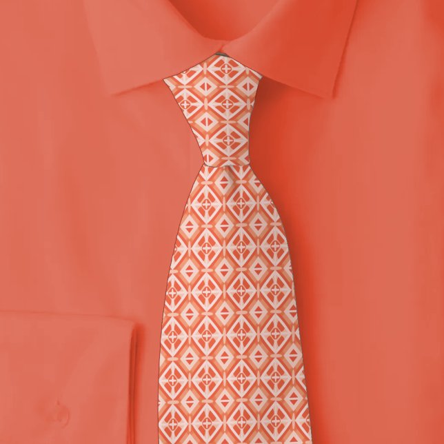 Gravata Padrão de Diamante Coral e Branco (Criador carregado)