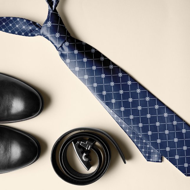 Gravata Padrão de Diamante de Roda Náutica de Navio Branco (Criador carregado)