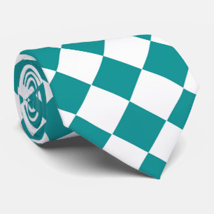 Gravata Padrão de Diamante do Verificador Branco Teal