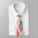Gravata Padrão de Diamante Geométrico de Inverno Cinto Ros<br><div class="desc">Padrão Geométrico do Inverno Cute em Diamante de Teal e Colo Rosa</div>