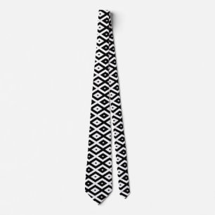 Gravata Padrão de diamante preto e branco