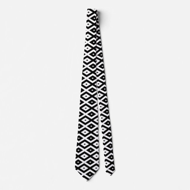 Gravata Padrão de diamante preto e branco (Frente)