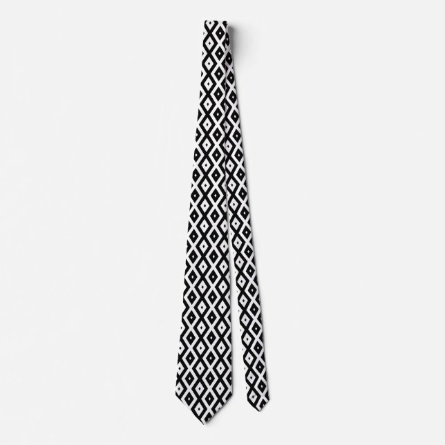 Gravata Padrão de diamante preto e branco (Frente)