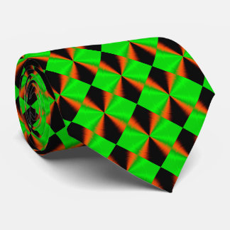 Gravata Padrão de diamante preto verde-alaranjado