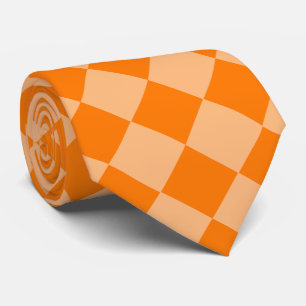 Gravata Padrão de Diamante Xadrez Laranja