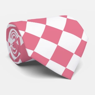 Gravata Padrão de diamante xadrez rosa branco